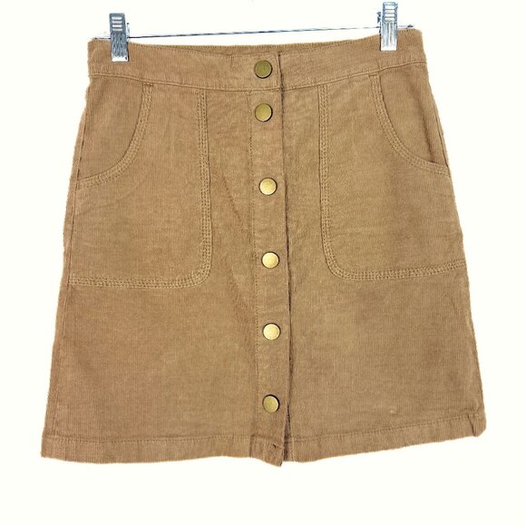 Tory Burch Lucitano Skirt in Beach Wood Corduroy Mini Buttons Size 0 EUC - Picture 2 of 9